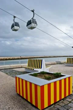 Cable car above the Tejo Stock Photos