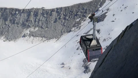 Cable-car at Aiguille du Midi near Chamonix Mont-Blanc Stock Footage 156194965