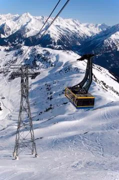 Cable car in alps Stock Photos
