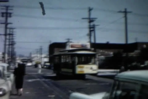 Cable Car  and traffic  1950's Stock Footage 24671037