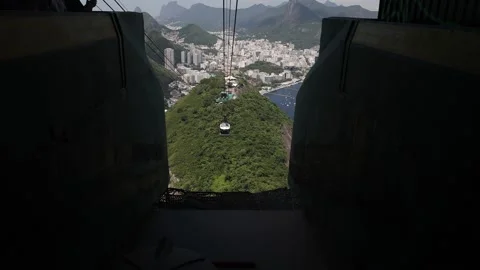 Cable car approaching bay Stock Footage 227567892