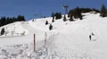 Cable Car Approaching Ski Lift Chairlift Child Playing Sledge Sleigh Snow Slope HD Footage