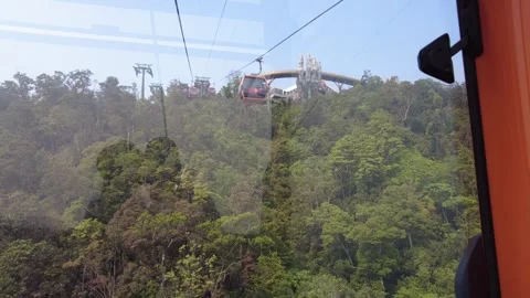 Cable Car Arrival at Ba Na Hills Golden Bridge - Vietnam Stock Footage 263793983