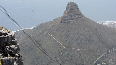 Cable car ascending Table Mountain Stock Footage 98678095
