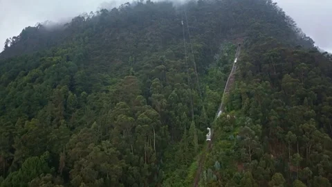 Cable Car Ascends Through Forest to Montserrat Sanctuary, Bogotá, Colombia Stock Footage 321945289
