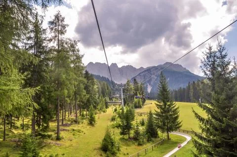Cable car in Austria heading up. Stock Photos