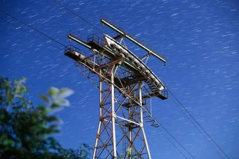 Cable car in the background of stars Stock Photos