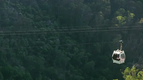 Cable car from Botanic Garden to Monte, Funchal, Madeira, Portugal Stock Footage 32593817