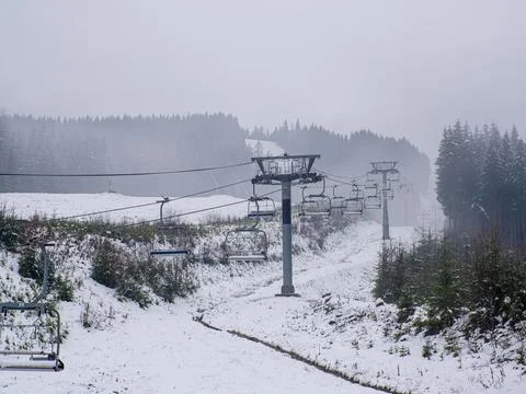 The cable car in Bukovel in winter Stock Photos