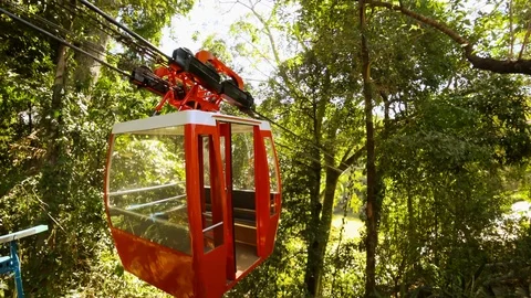 Cable car cabin in the forest Stock Footage 124153954