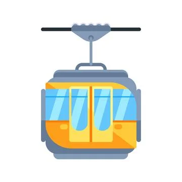 Cable car cabin hanging on a ropeway, public transport in the mountains Illustrazione stock