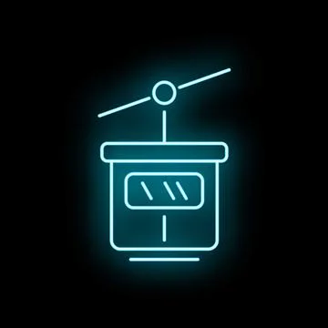 Cable car cabin icon glowing neon light Illustration