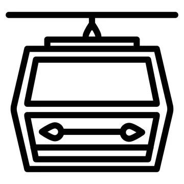 Cable car cabin icon in line art. Outline style. isolated on white background Stock Illustration