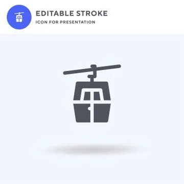 Cable Car Cabin icon vector, filled flat sign, solid pictogram isolated on white Stock Illustration