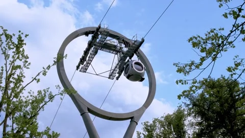 Cable car cabins above the trees Stock Footage 312947837