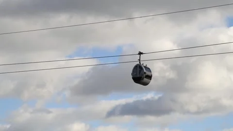 Cable car cabins against cloudy sky Stock Footage 261730741