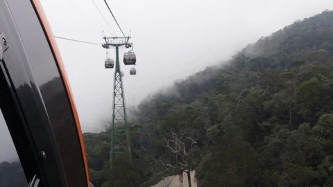 Cable car cabins in the jungle Stock Footage 120539446