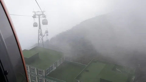 Cable car cabins in the jungle Stock Footage 120539456