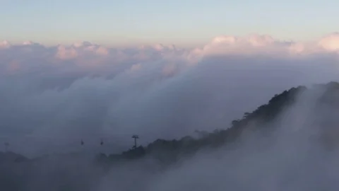 Cable car cabins in the jungle Stock Footage 120539647