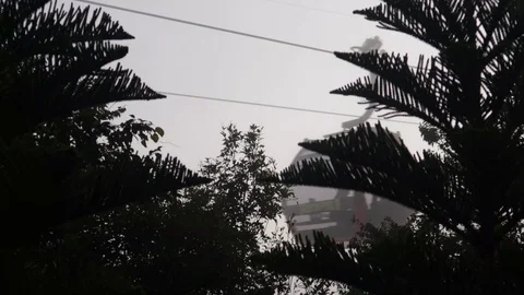 Cable car cabins in the jungle Stock Footage 120539813