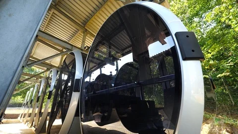 The cable car cabins at parking station. Stock Footage 102826375
