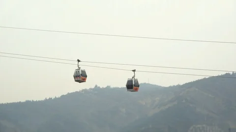 Cable Car - Cable rope in the mountains Stock Footage 87565744