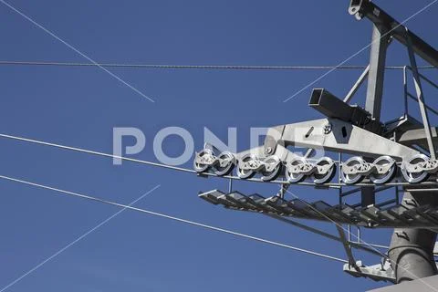 The cable car (cableway) on Vorobyovy Gory-- is a cable car, which is being b Stock Photos