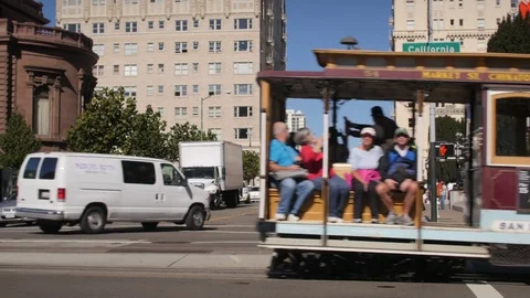 Cable car on california st. in san francisco Stock Footage 83527692