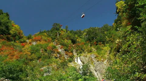 Cable car in the Central Alps mountains, Japan. Stock Footage 31947340