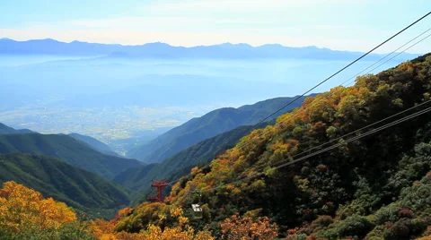 Cable car in the Central Alps mountains, Japan. Stock Footage 42319598