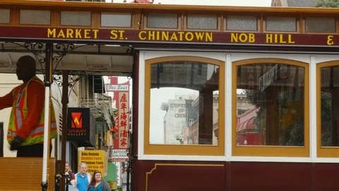 Cable car at Chinatown Stock Footage 93282315