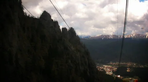 Cable car climbing on mountain 스톡 동영상 837696