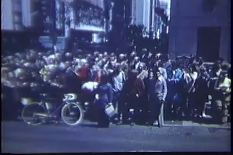 Cable car containing ex-POWs moves at parade - 1973 Stock Footage 91022475