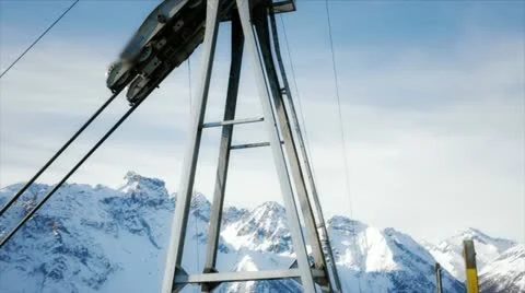 Cable car departing of high mountain Stock Footage 18516491