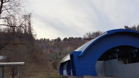 Cable car for the descent from the mountain Stock Footage 152983539