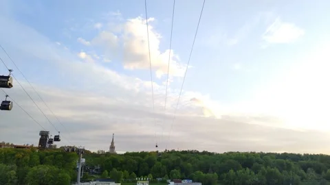 Cable car descent over the river Stock Footage 195292235