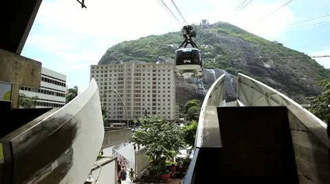 Cable car docks in station near Rio de Janeiro Stock Footage 22178341