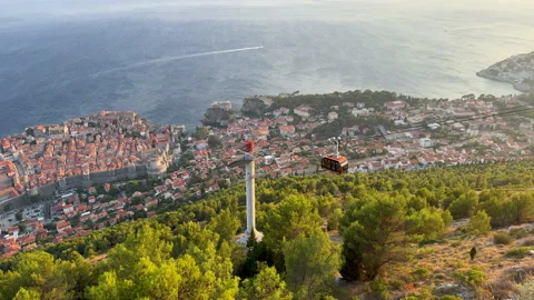 Cable Car From Dubrovnik To Mountain Srdzh Stock Footage 344878035