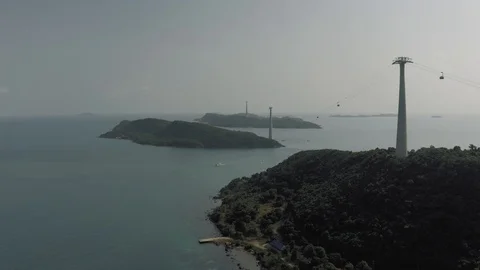 Cable car Fanicular to Pinepple Island in Vietnam 4K Drone shot Stock-Footage 119447130