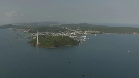 Cable car Fanicular to Pinepple Island in Vietnam 4K Drone shot Video stock 119447548