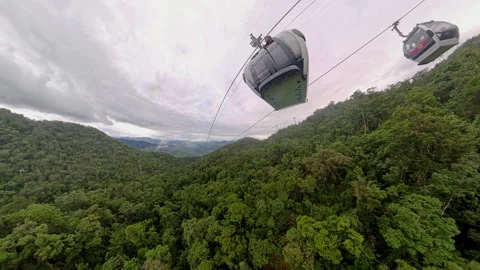 Cable Car Floating Above Lush Forest Hil... | Stock Video | Pond5