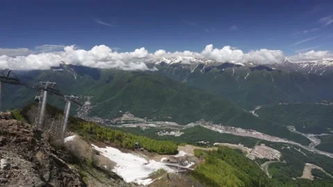 Cable car in a forest and mountains of North Caucasus, Russia Stock Footage 146727899