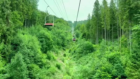 Cable car in the forest. Stockbeeldmateriaal 211443911