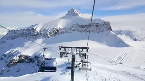 Cable car to Glacier 3000 Stock Footage 247036097