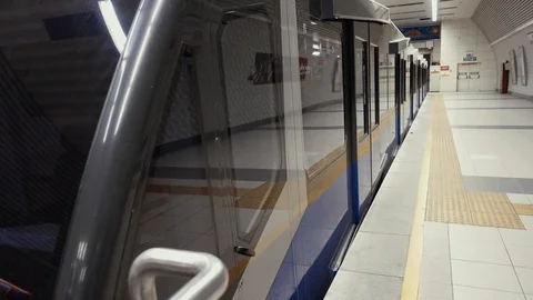 The cable car goes into the tunnel. Stock Footage 88101976