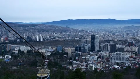Cable car going down to the city Stock Footage 260530906