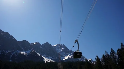 Cable car going up the mountain, Alps, Zugspitze Stock Footage 88781157