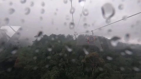 Cable car going up Time lapse. Ba Na Hills the highest cable road in the world Video stock 128165915