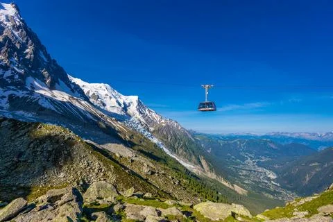 Cable car gondola in Chamonix Mont Blanc Stock Photos