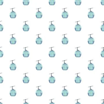 Cable car gondola repeating pattern on white background Stock Illustration